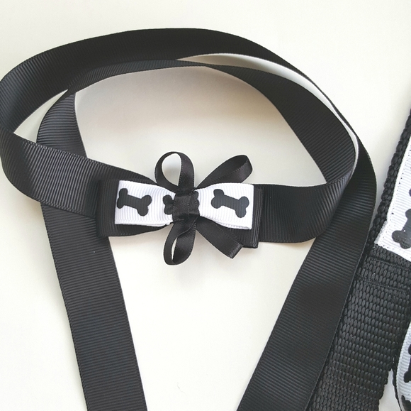 48" Dog Leash Wedding Formal Black Tie Ribbon Bow Collar - Picture 6 of 6